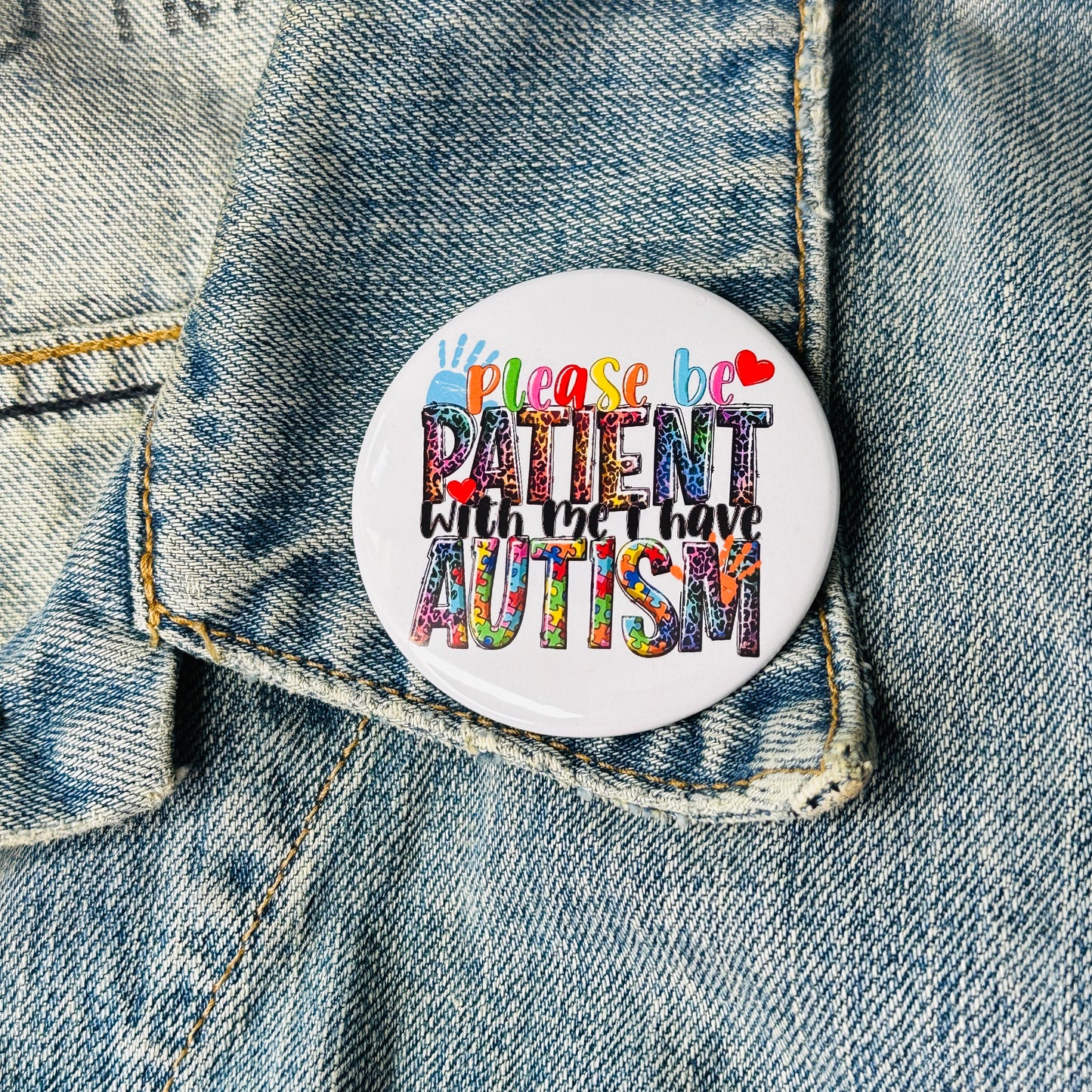 Autism Awareness Metal Pinback Button