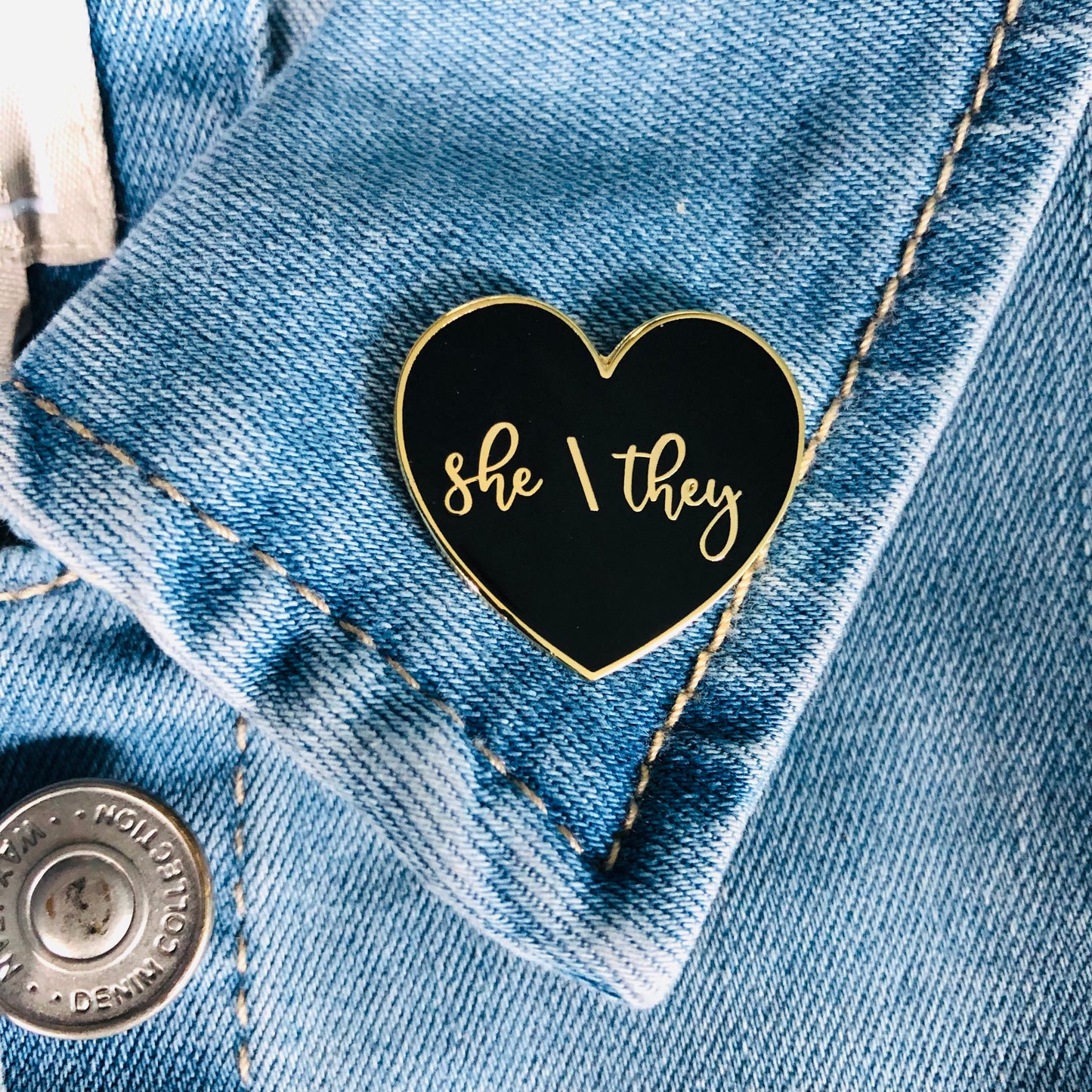 She/Her She/They Pronoun Lapel Pin