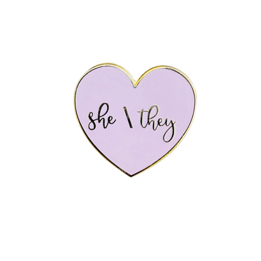 She/Her She/They Pronoun Lapel Pin