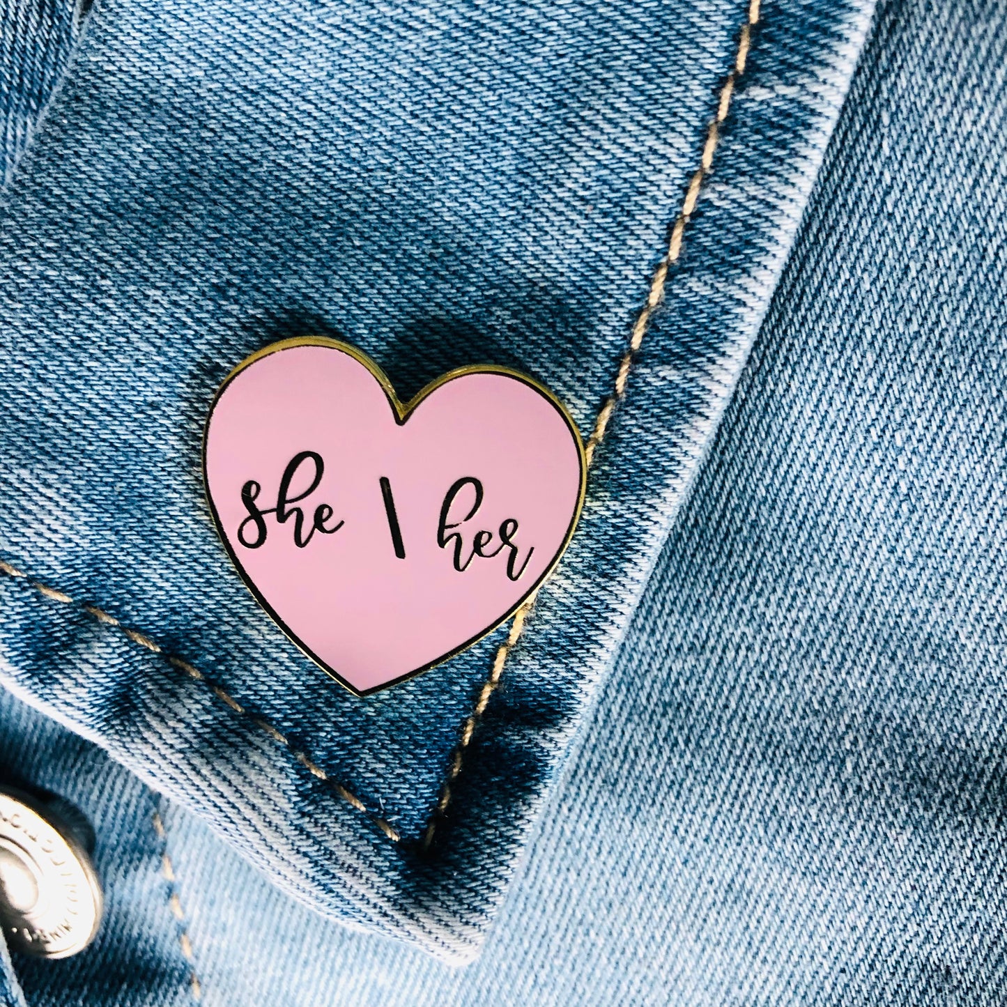 She/Her She/They Pronoun Lapel Pin