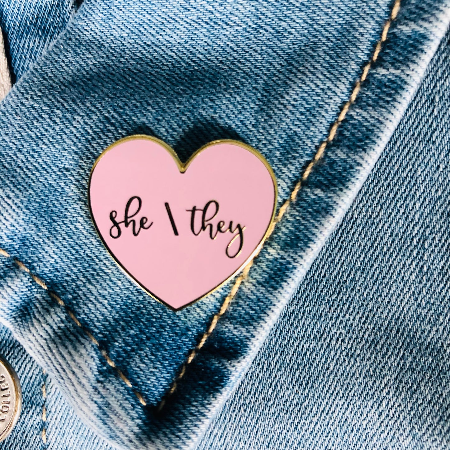 She/Her She/They Pronoun Lapel Pin