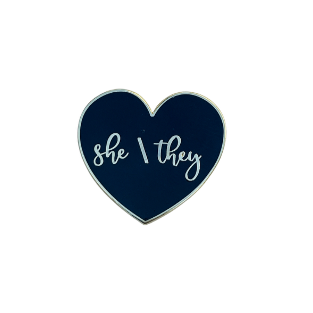 She/Her She/They Pronoun Lapel Pin