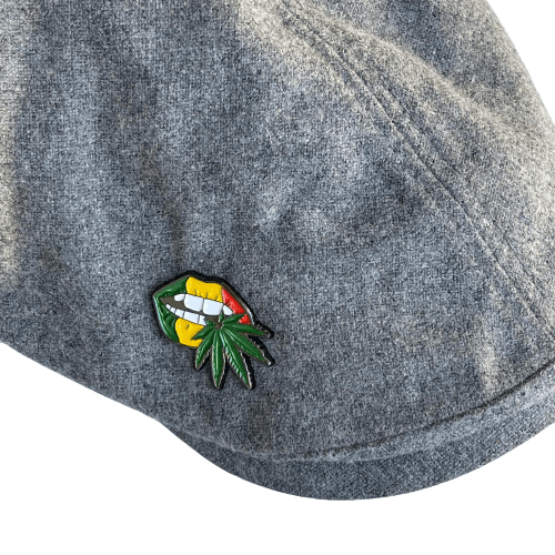 Green Leaf with Lips Lapel Pin