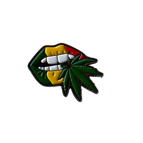 Green Leaf with Lips Lapel Pin