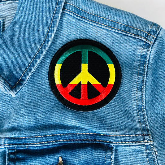 One Love Peace Sign Iron On Patch