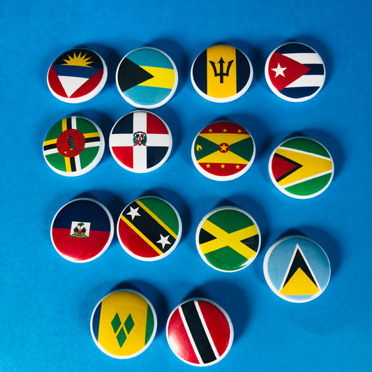 Boutons à épingler avec drapeaux des îles des Caraïbes et des Antilles